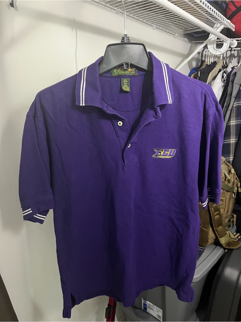 Men’s Purple ECU Embroidered Polo